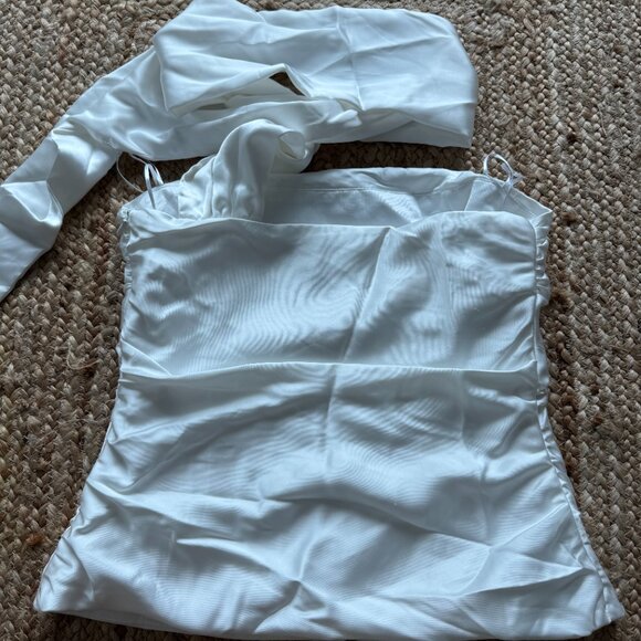 ZARA Draped Satin Scarf Top – White – Sizes S & M – NWT 🤍 - Picture 11 of 14